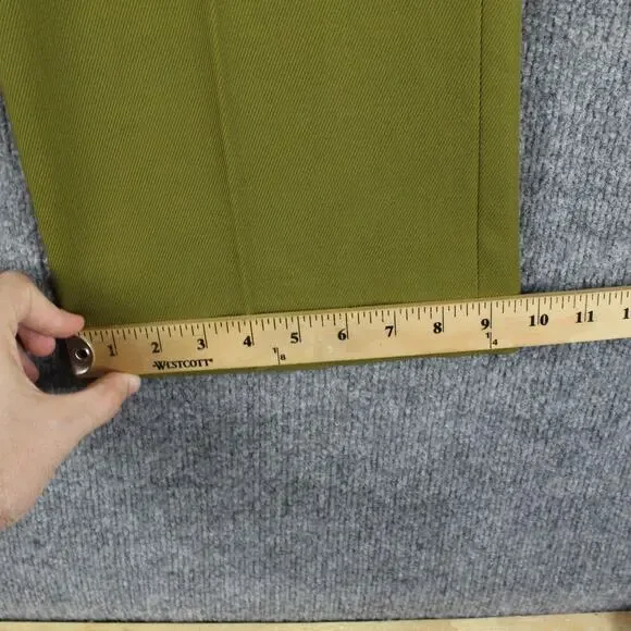 The Fold Pants 6 Talia Pleated Wool Straight Leg Trouser Olive Green Work Office